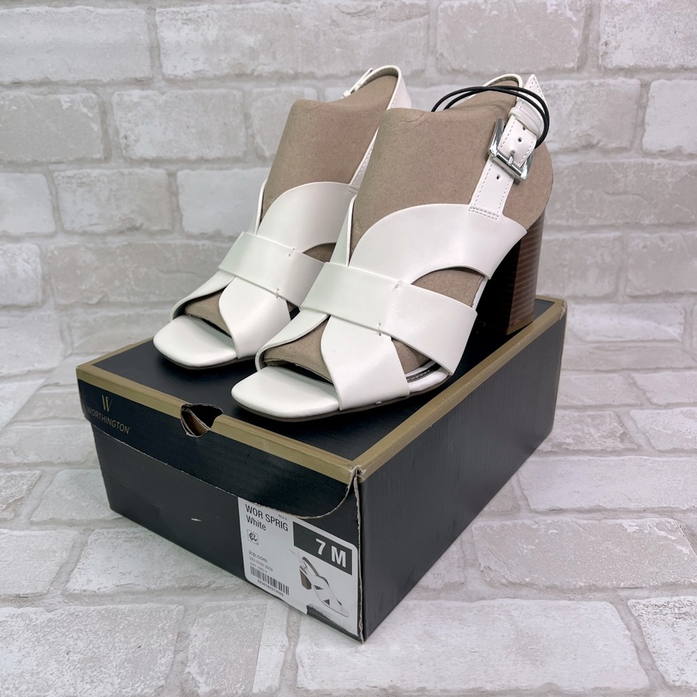 NWT Worthington White Open Toe Heeled Sandals